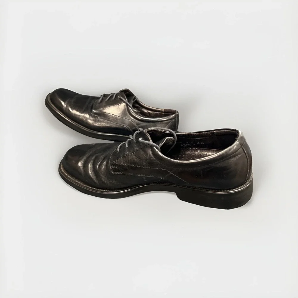 Bostonian 20371 Black Leather Plain-Toe Oxford Dress Shoes 11.5 M Made In Italy
